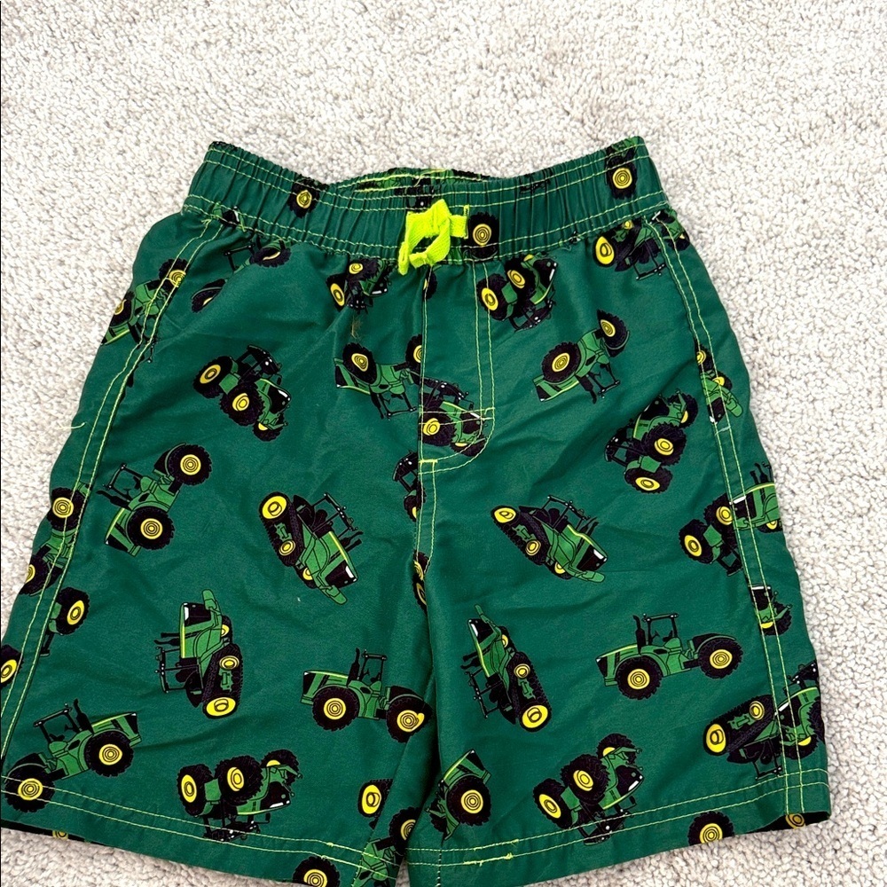 John Deere Green Tractor Pattern Swim Shorts size 4T